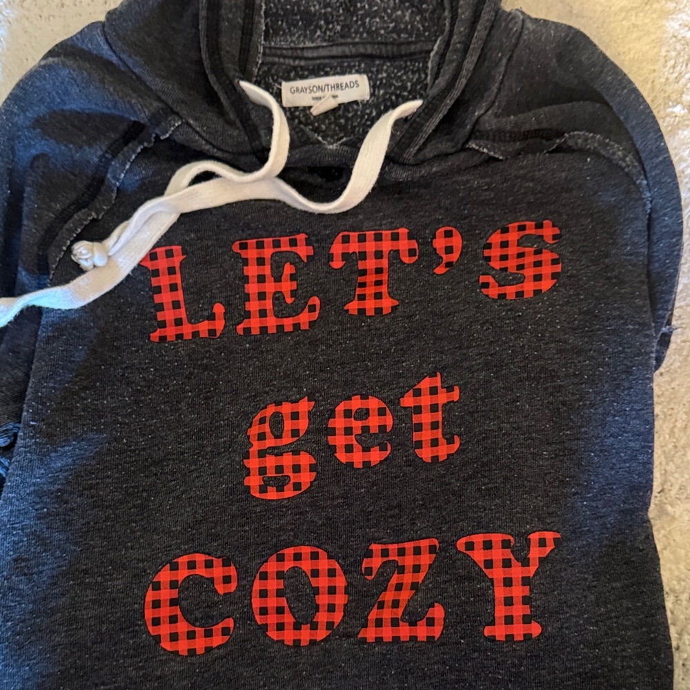 Grayson Threads Charcoal Hoodie with Checkered Red Text